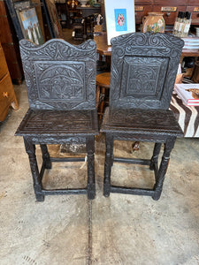 Pair of English Carved Oak Chairs