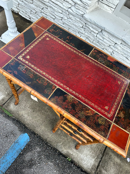 English Lacquered Bamboo Desk