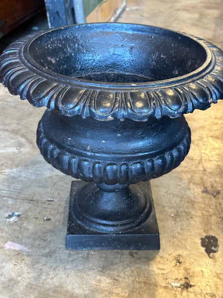 Pair of Black Painted Cast Iron Urns