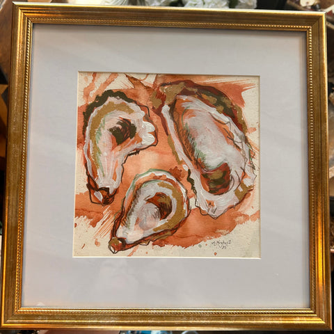 Oysters on Coral Background, by Angela Hughes Zokan
