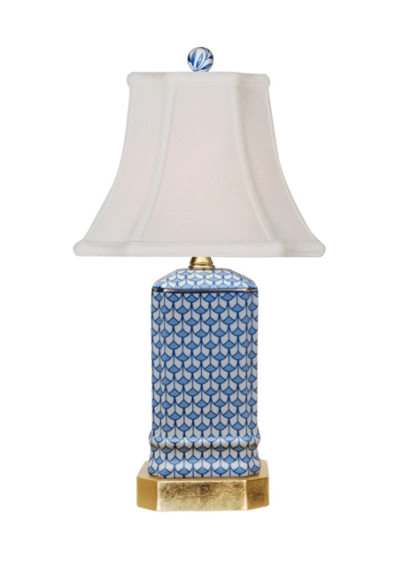 Blue and White Fish Scale Shelf Lamp