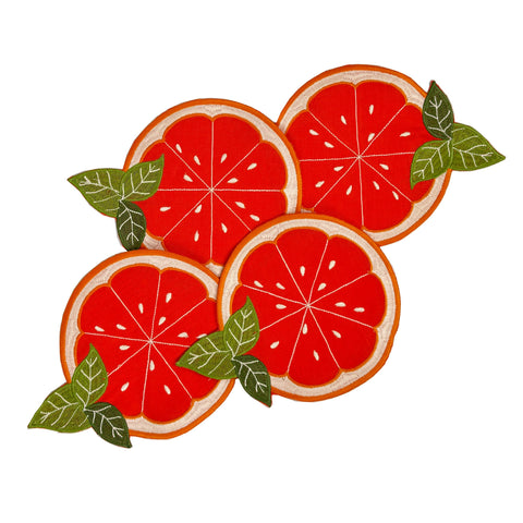 Orange Slice Cocktail Napkins, set of 4