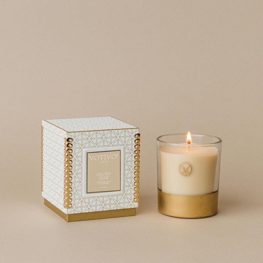 Gilded Pear Holiday Candle, Single Wick