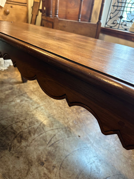 French Oak Bench with Scalloped Front