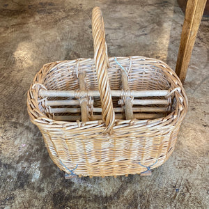 Rare French Woven Willow Champagne Carrier
