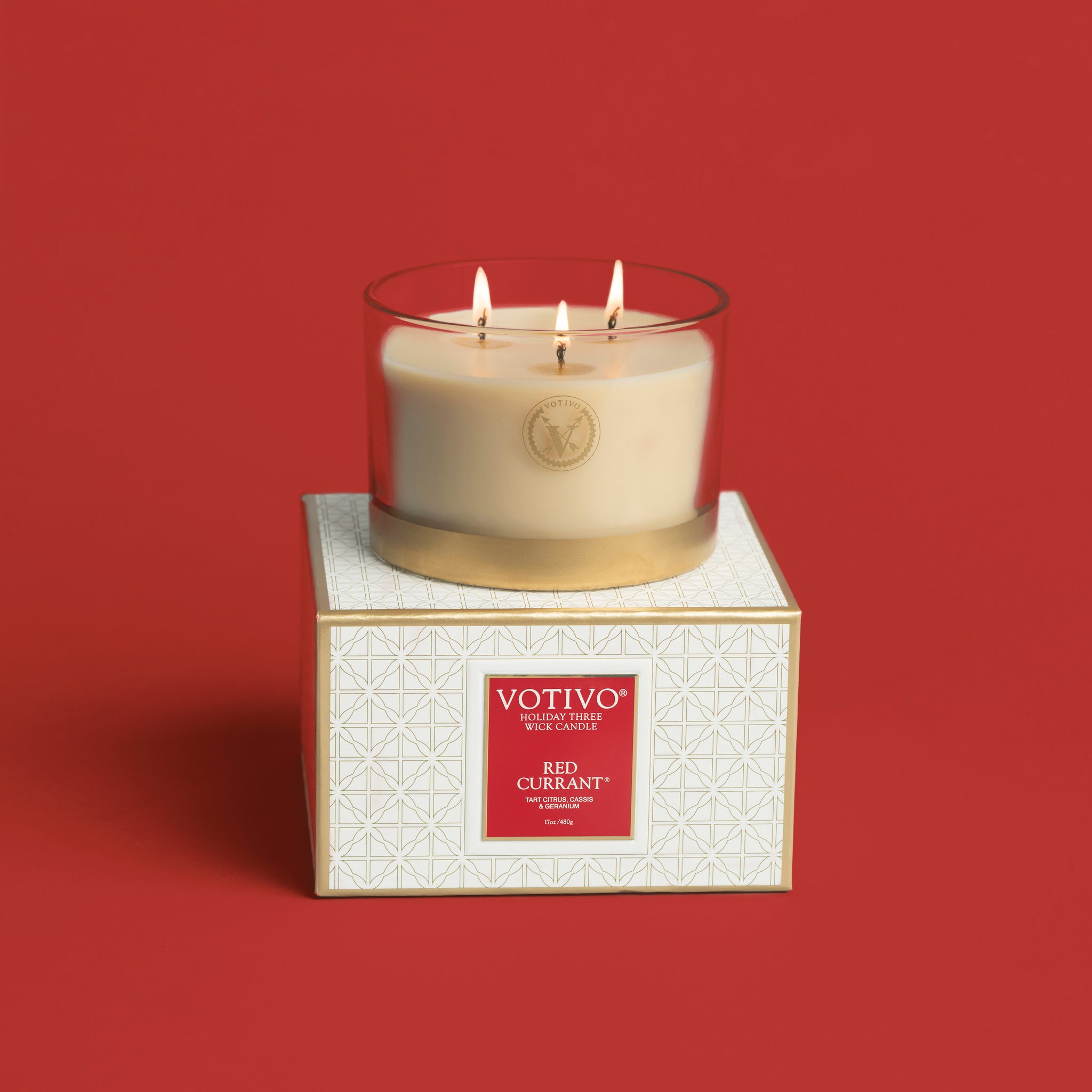 Red Currant Holiday Candle, 3-Wick