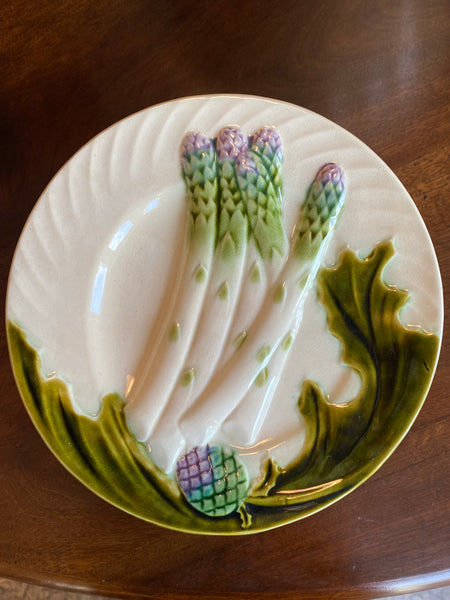 Asparagus Plate, Cream with Green