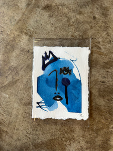 "Looking Blue with Crown", original artwork by ZL, 3.75" x 5"