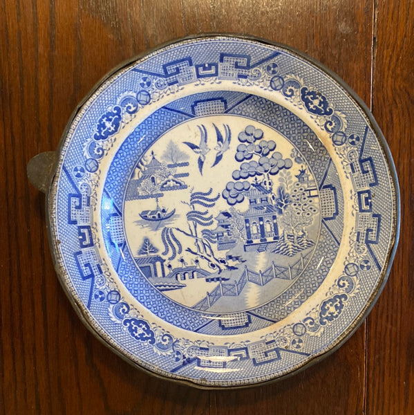 Blue Willow Warming Plate with Metal