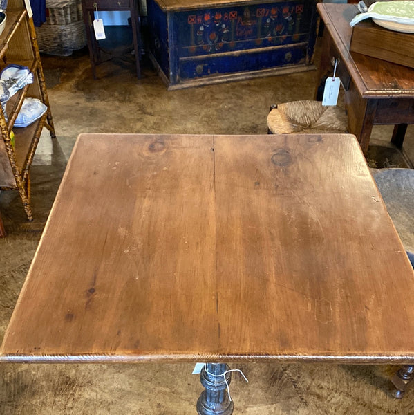 French Cast Iron & Pine High Top Table