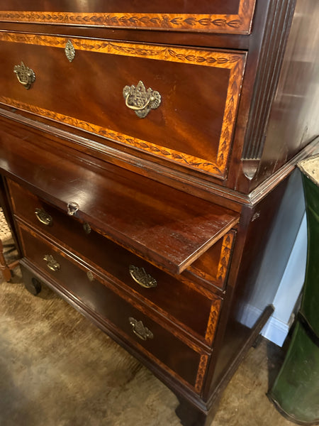 Georgian Inlaid Mahogany Chest on Chest