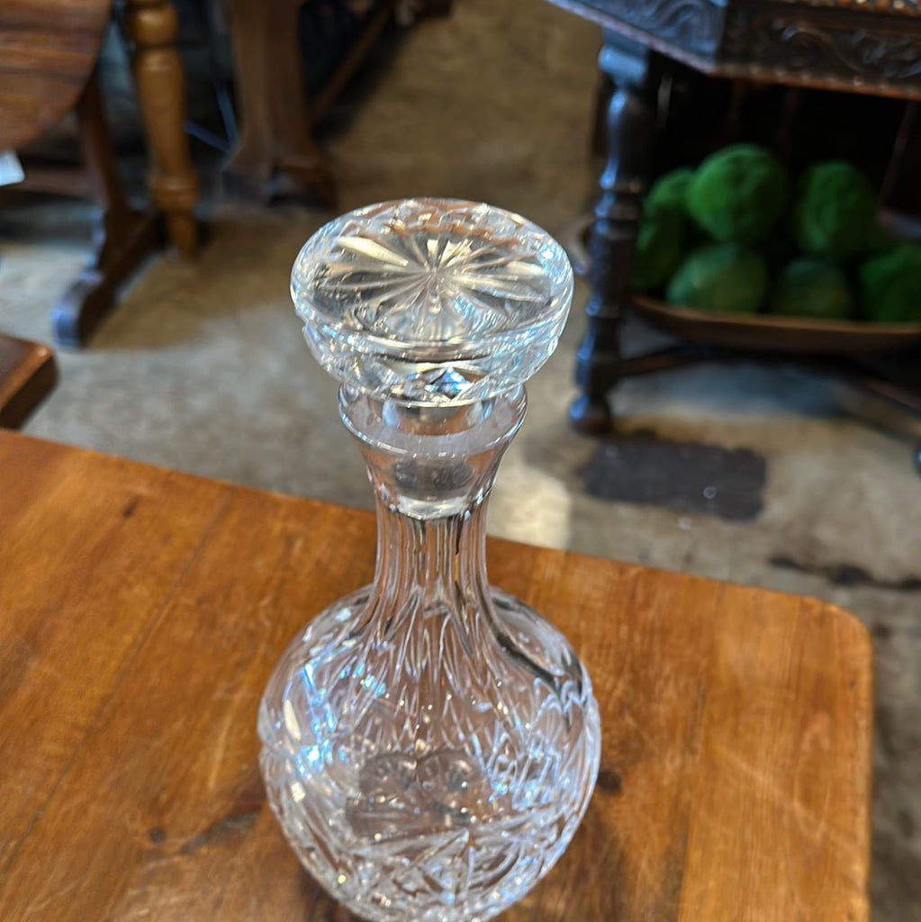 Cut Glass Decanter, Unique Shape McIntosh Cottage Antiques