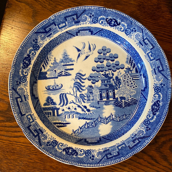 English Blue Willow Plate, 1850 – McIntosh Cottage Antiques