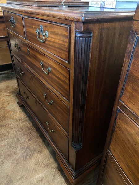 Georgian Mahogany Chest with Reeded Columns