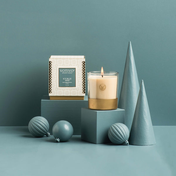 Icy Blue Pine Holiday Candle, Single Wick