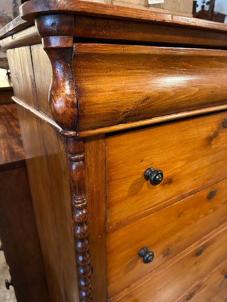 Tall Pine Chest with Column Detail