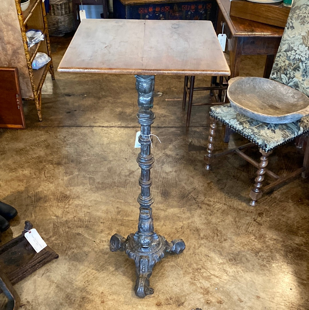 French Cast Iron & Pine High Top Table