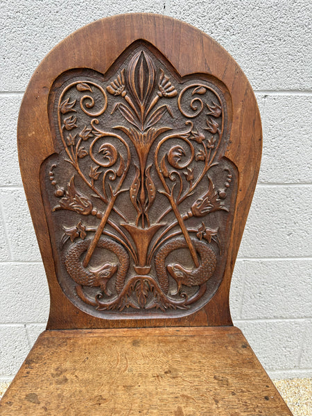 Stunning Carved Oak Hall Chair