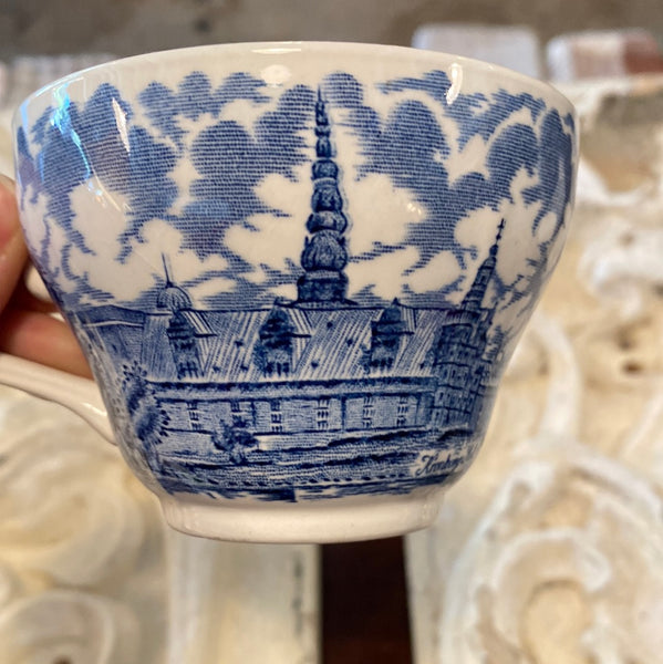 Blue and White Cup and Saucer