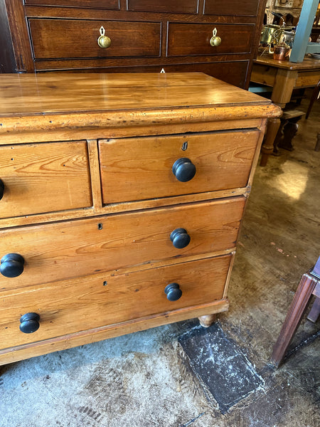 Victorian Pine Chest with Painted Black Pulls