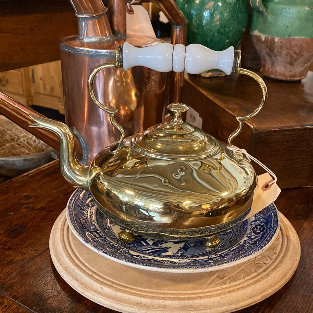 English Brass Teapot - Unusual Shape