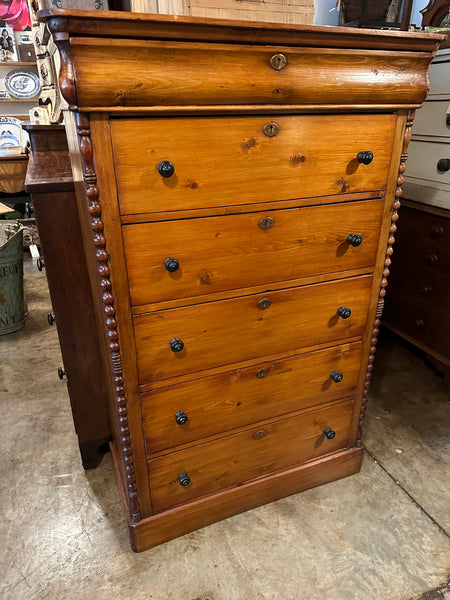 Tall Pine Chest with Column Detail