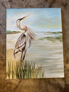 "White Egret on Canvas" by Angela Zokan