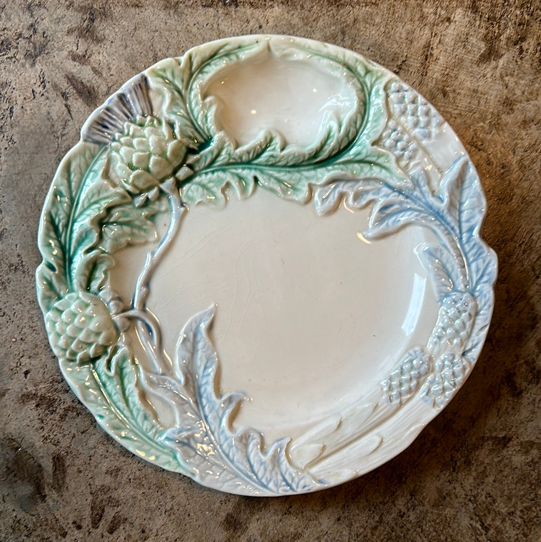 Vintage 1900s Five Lille Artichoke and Asparagus Plate