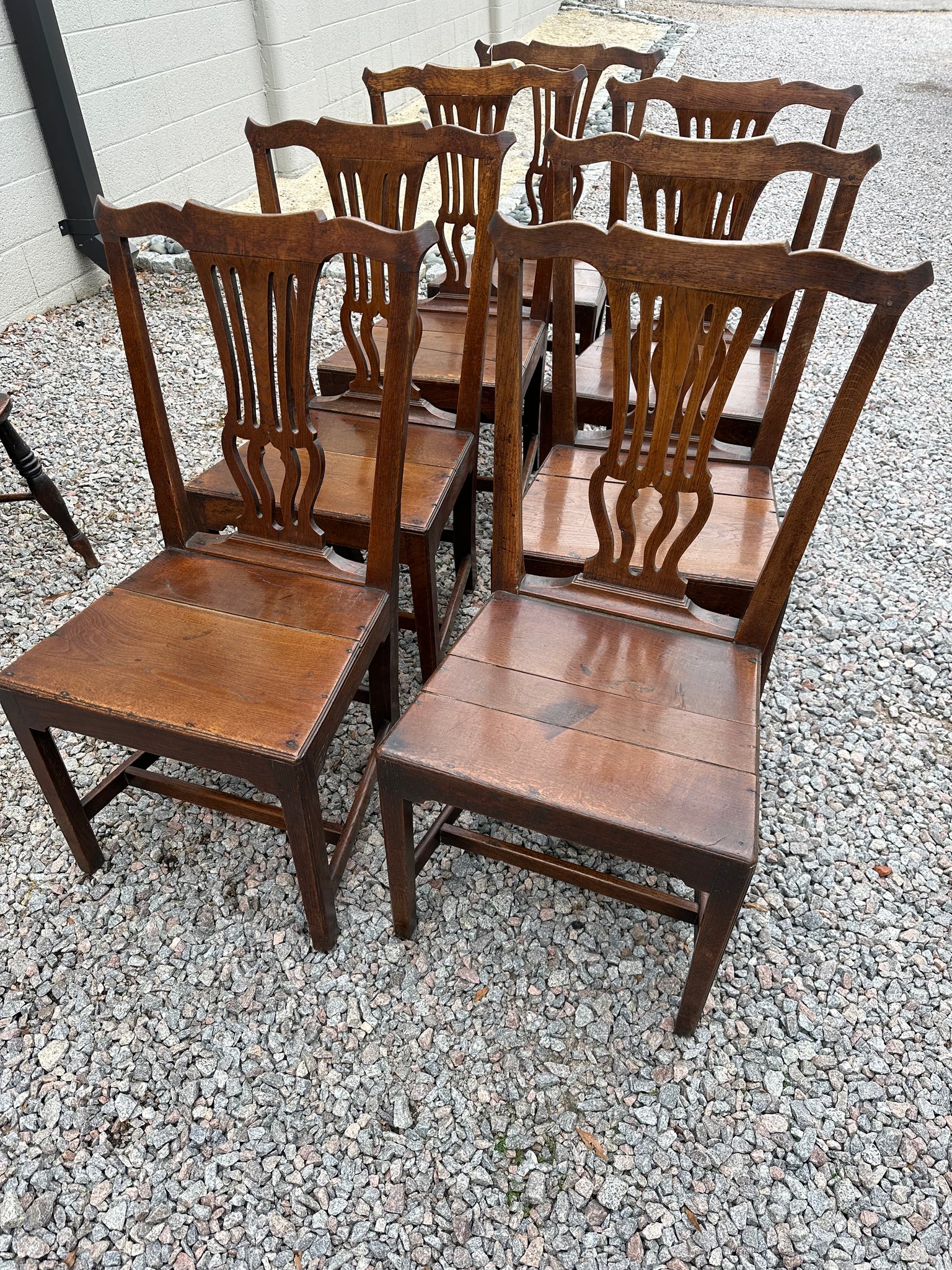 Set of Seven Chippendale Oak Chairs