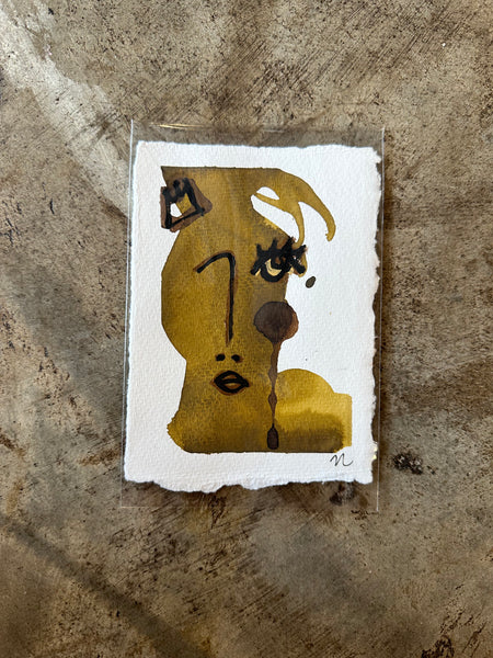 "Looking Gold with Crown", original artwork by ZL, 3.75" x 5"