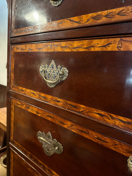 Georgian Inlaid Mahogany Chest on Chest