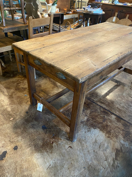 Early Pine Table with Double Stretchered Base